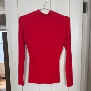 Red Long-Sleeve Mock Neck Top - Women
